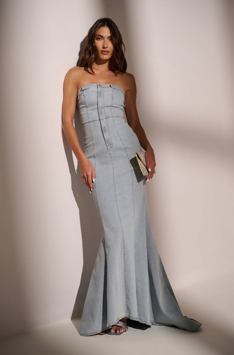 CALL ME BRITNEY DENIM MAXI DRESS