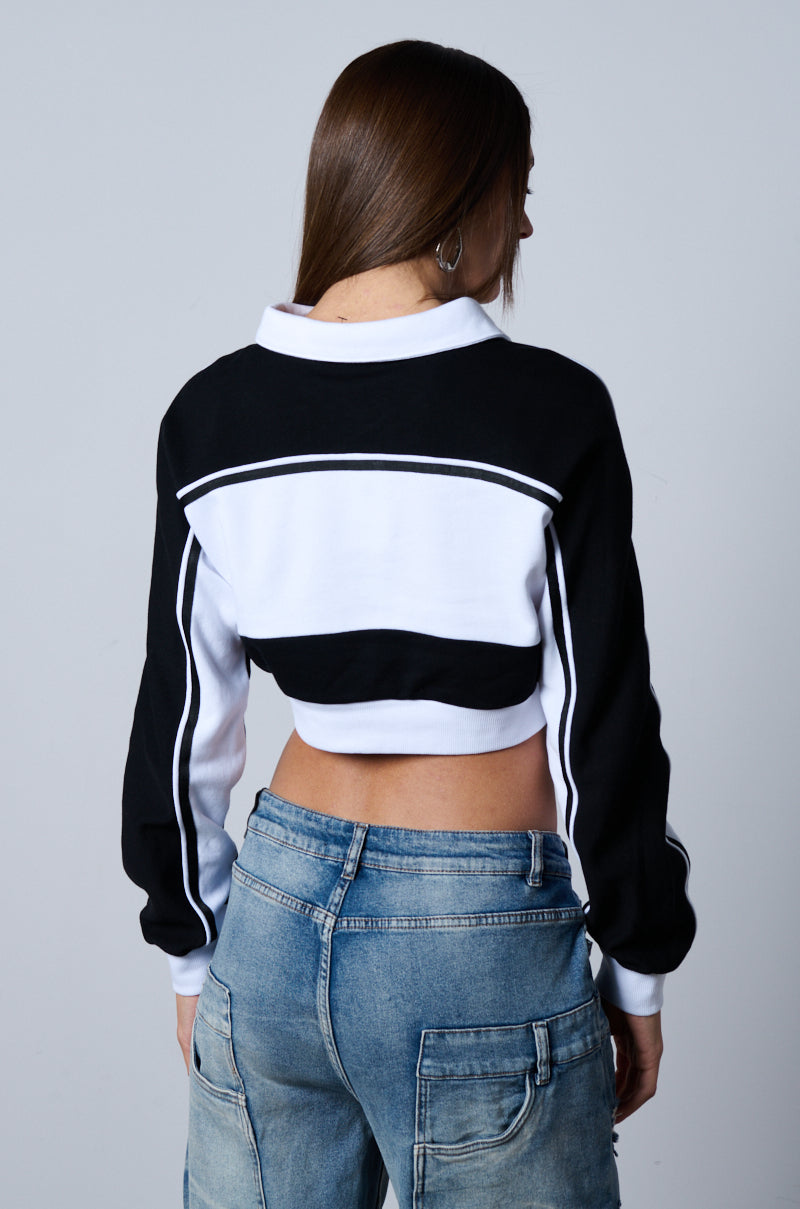 JOJO CROPPED COLLARED LONG SLEEVE SHIRT