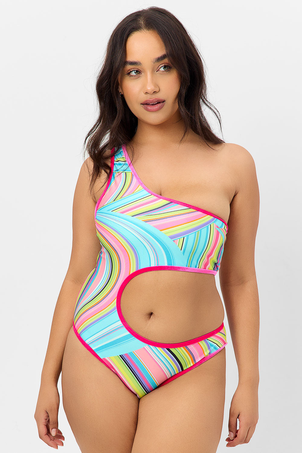 Cash Shine One Piece Swimsuit - Rainbow Swirl