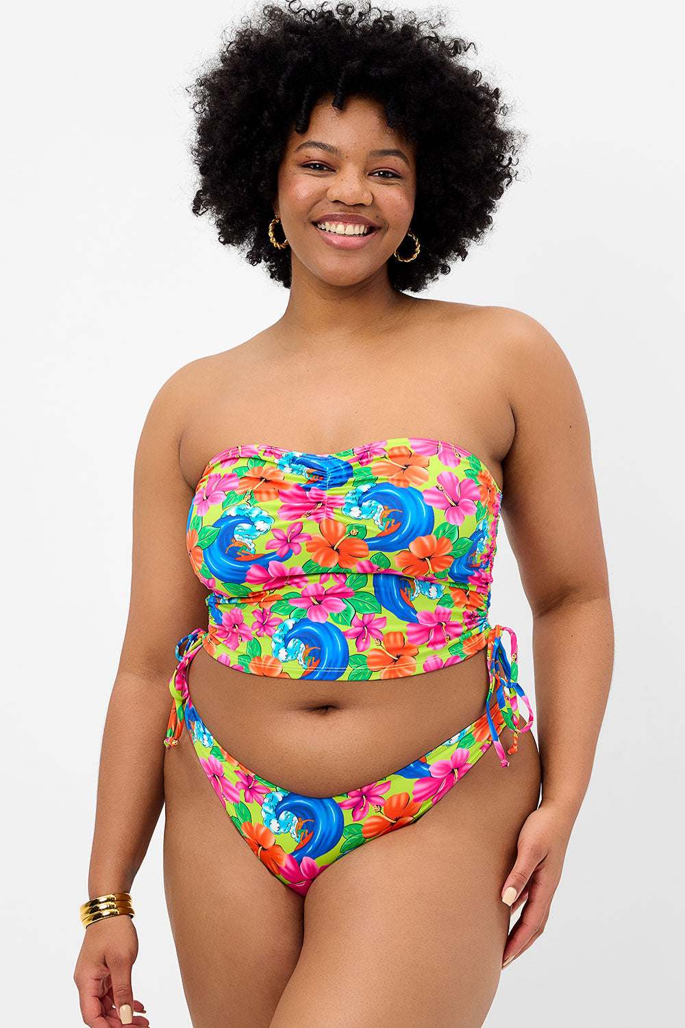 Enzo Floral Cheeky Bikini Bottom - Neon Surfer