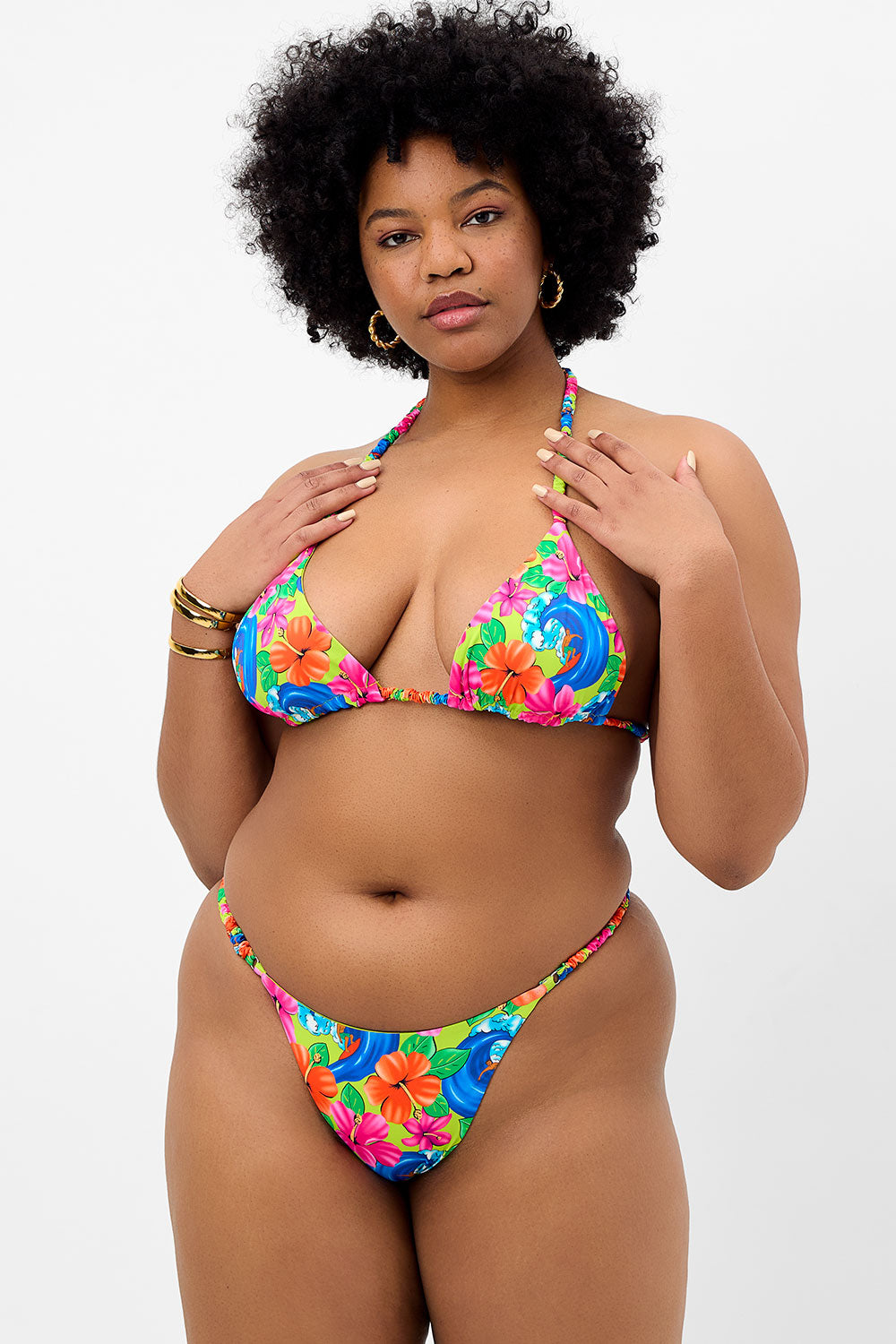 Hope Floral Skimpy Bikini Bottom - Neon Surfer