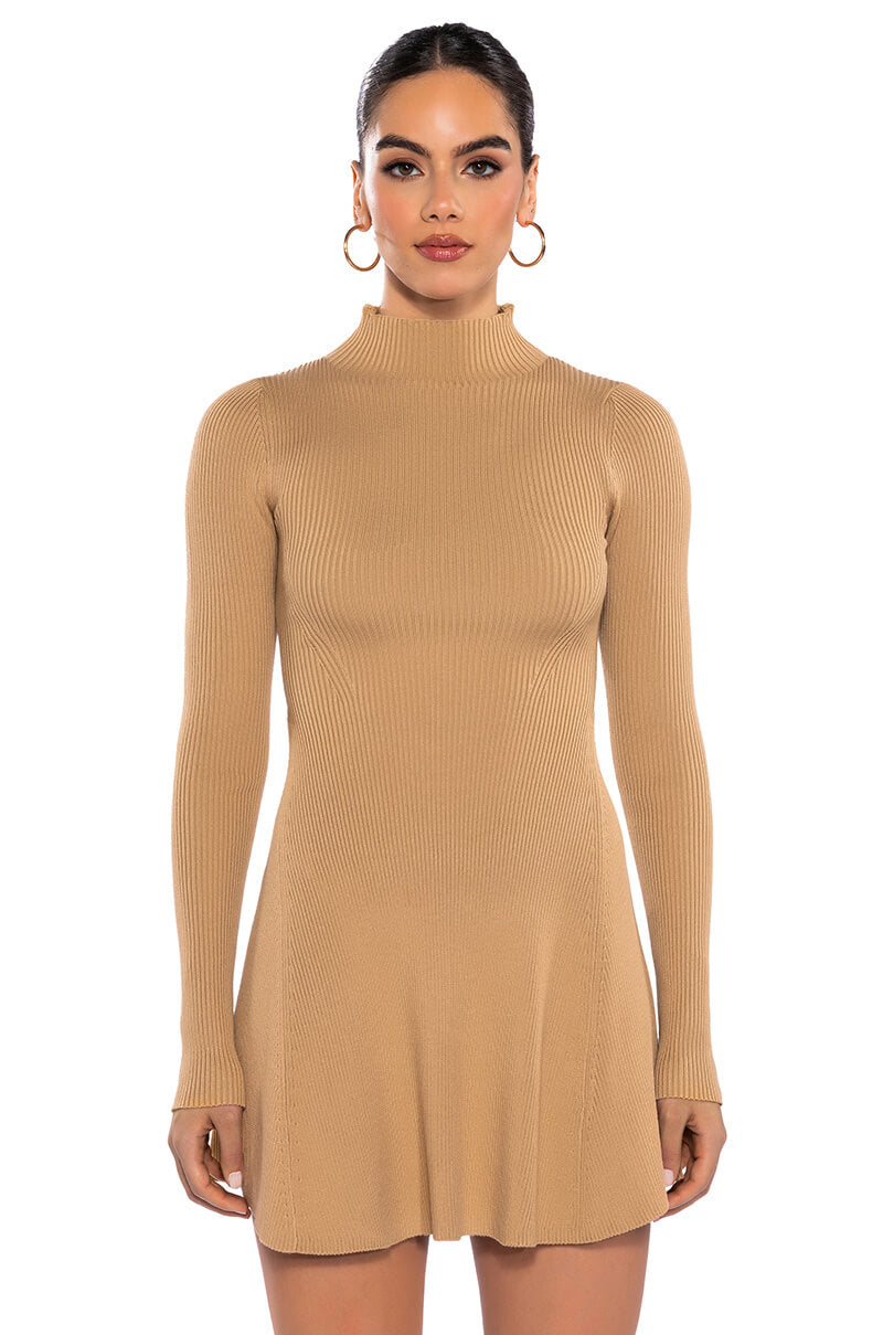 JACIE MOCK COLLAR KNIT MINI DRESS