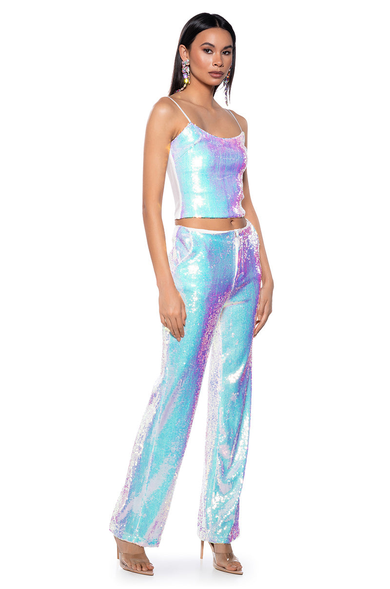 IRRESISTABLE GIRL SEQUIN WIDE LEG PANT