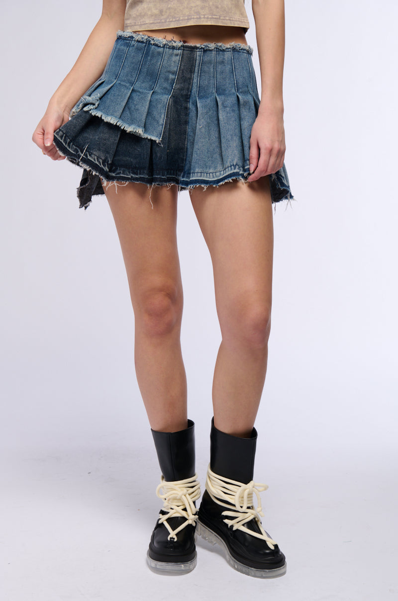 SO COMPLICATED MULTI DENIM MINI SKIRT