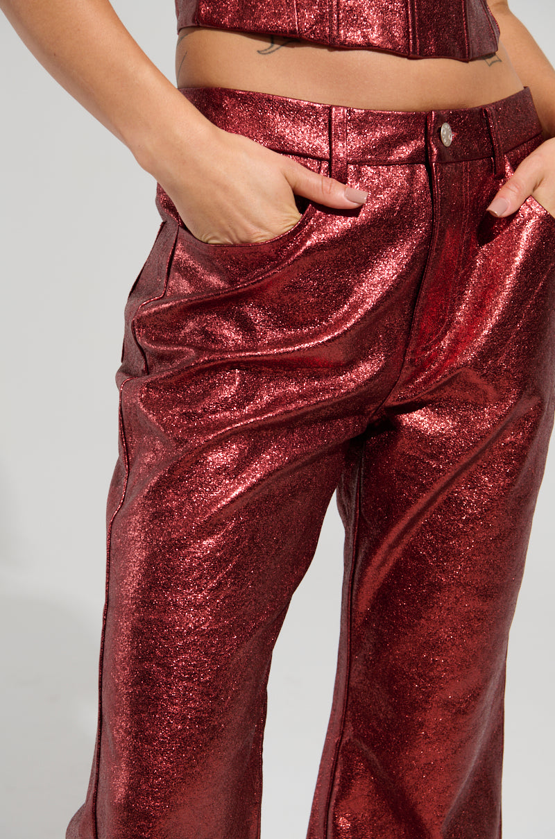 ROCKSTAR CHIC FLARE LEG PANT IN RED