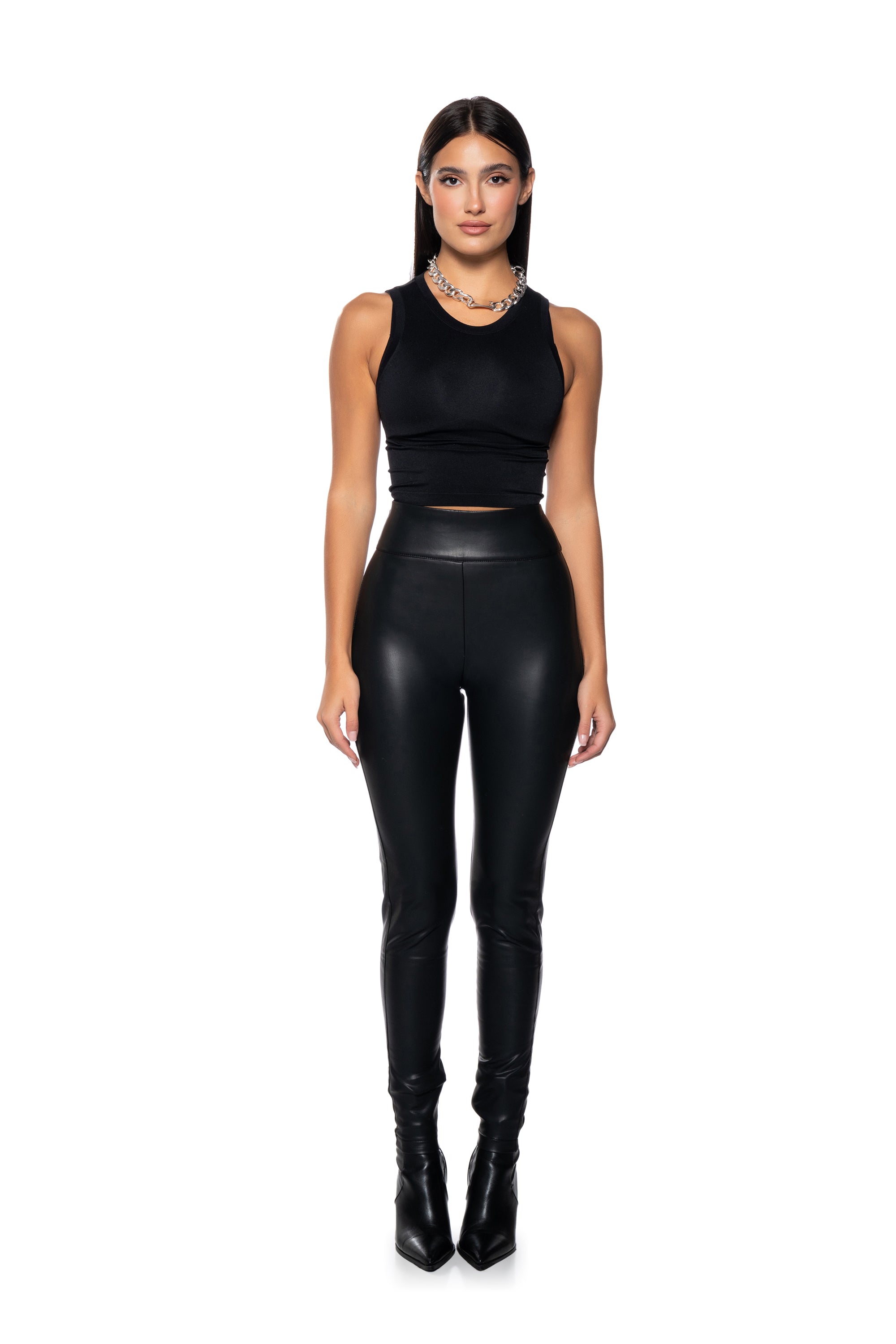 SECOND SKIN ZIP BACK FAUX LEATHER LEGGING