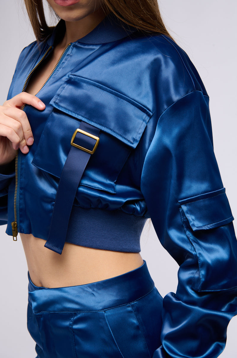 FOR THE THRILL OF IT SATIN BOMBER