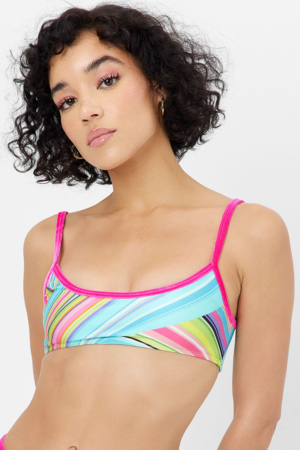 Dallas Shine Bralette Bikini Top - Rainbow Swirl