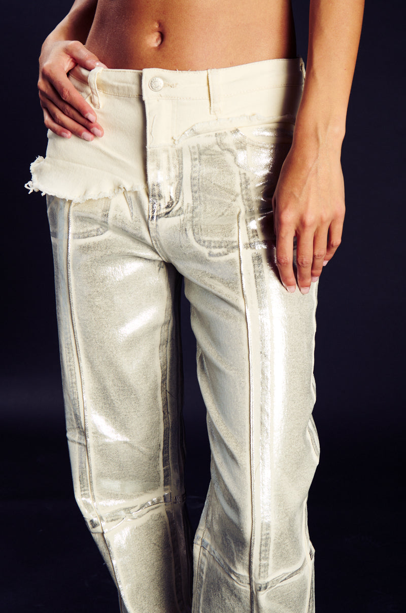 ATLAS METALLIC DETAIL WIDE LEG DENIM