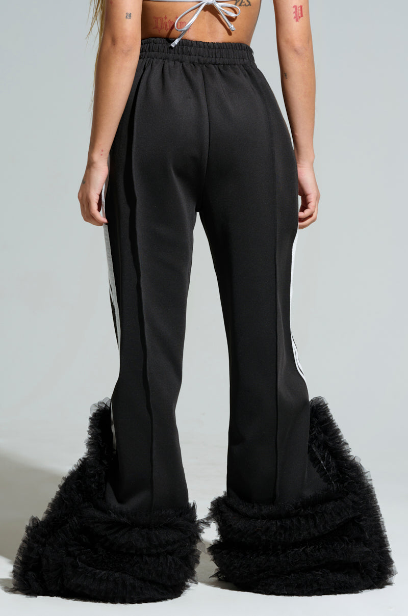 MODERN JAM TRACK PANT WITH TULLE IN BLACK