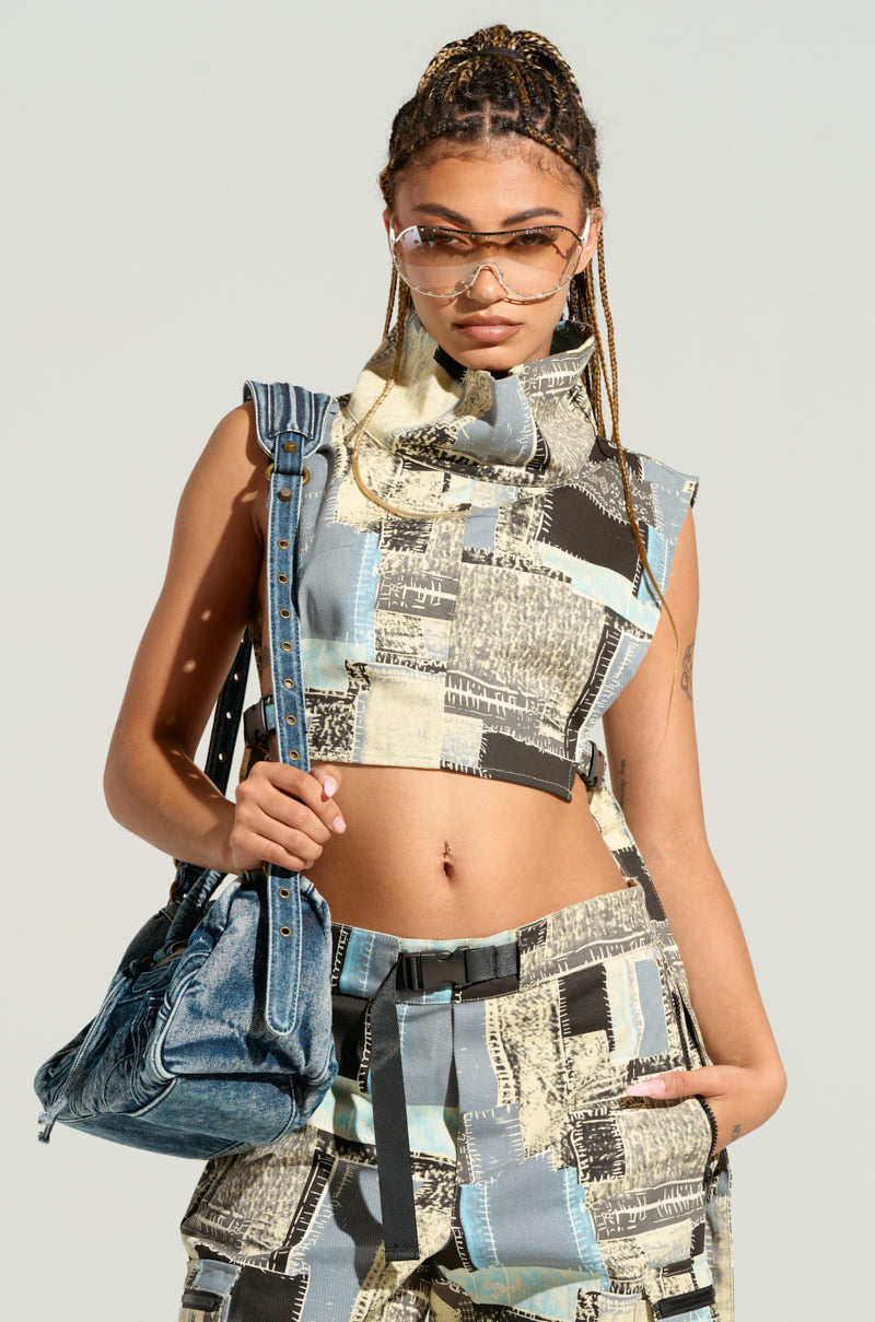 OUT OF MY HEAD PATCHWORK TOP