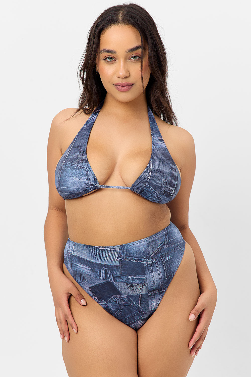 Harlow Halter Bikini Top - Blue Jean