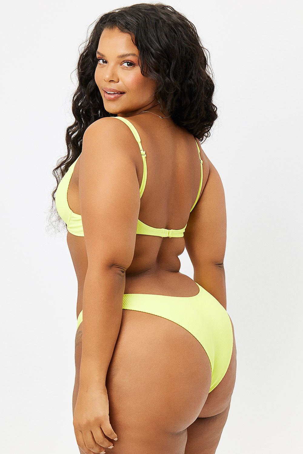 Dawson Ribbed Cheeky Bikini Bottom - Lemonade