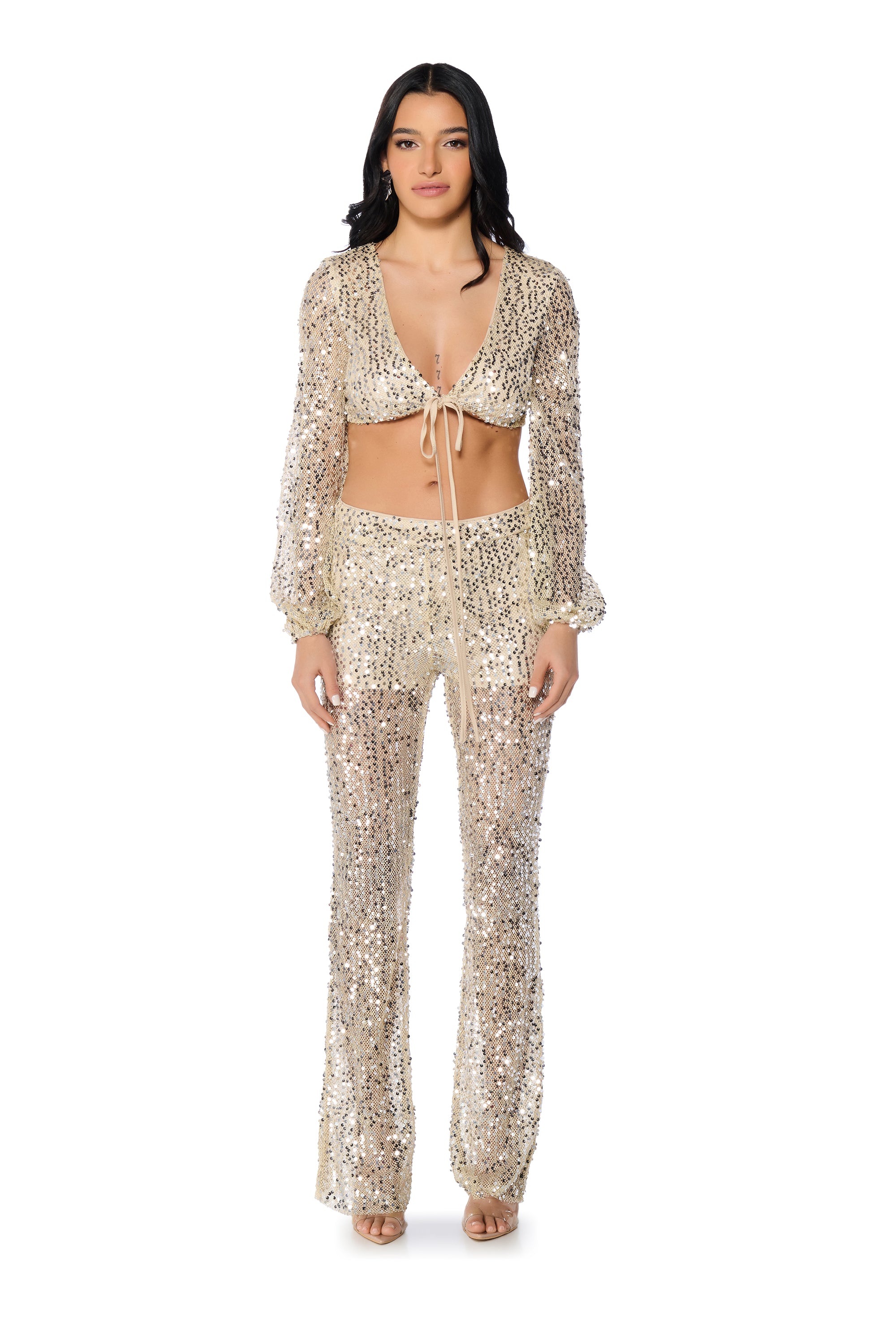 RIGHT DECISION SEQUIN STRAIGHT LEG PANT