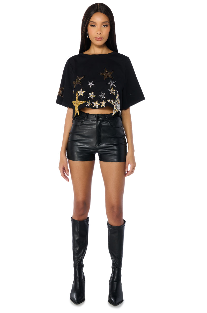 INTO THE STARS CROPPED SHORT SLEEVE T SHIRT