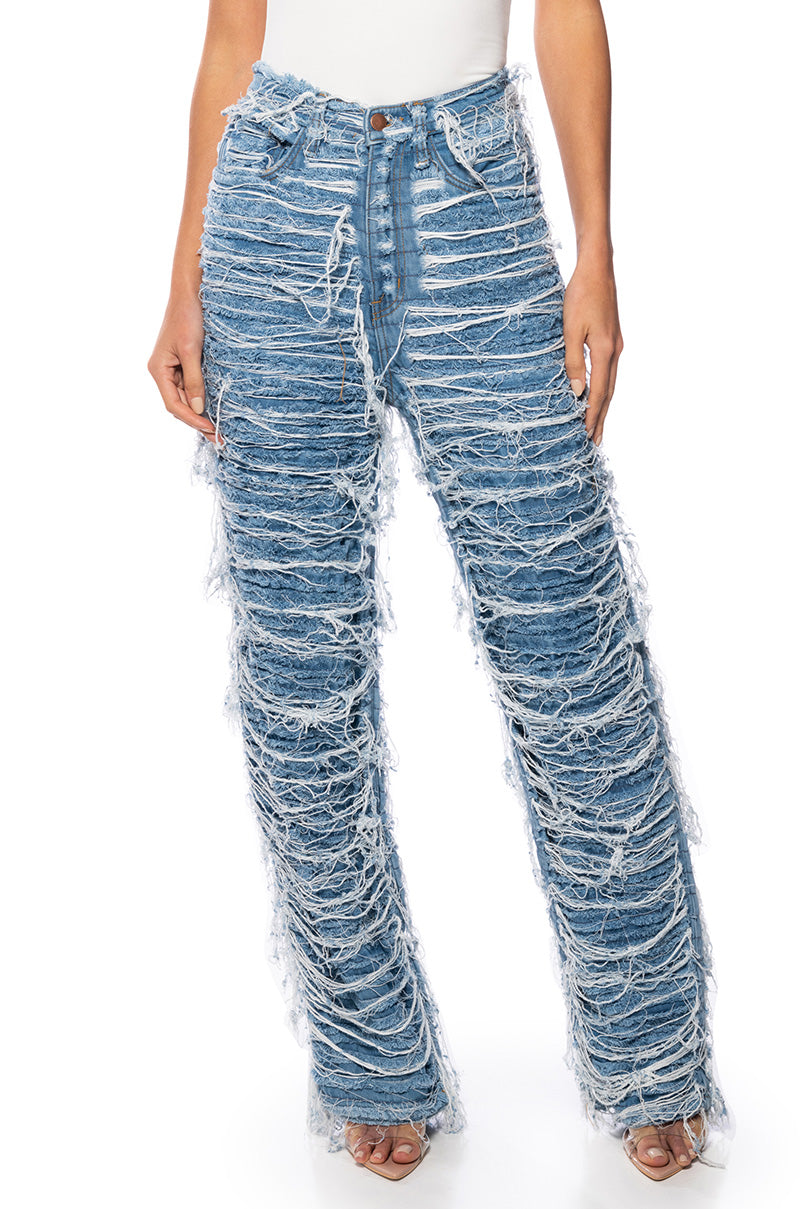 MESS WITH ME SUPER DISTRESSED RELAXED FIT JEANS