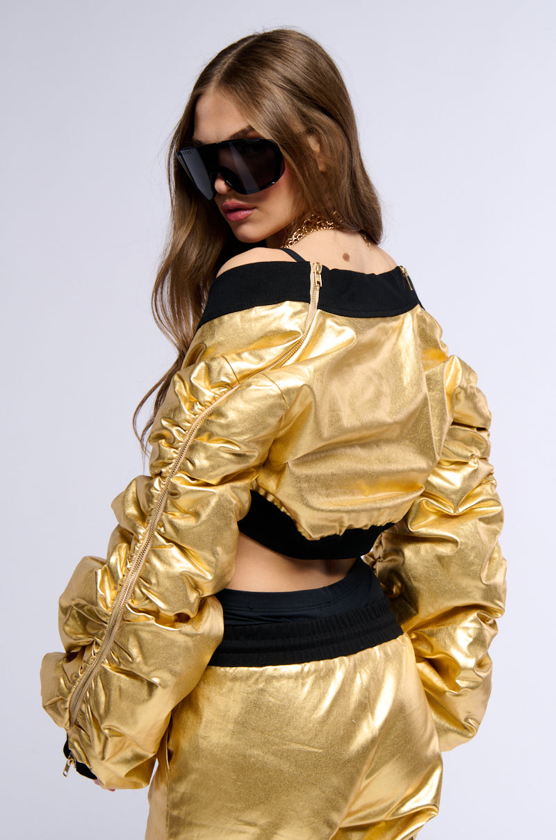 PUT A SMILE ON METALLIC BOLERO BOMBER