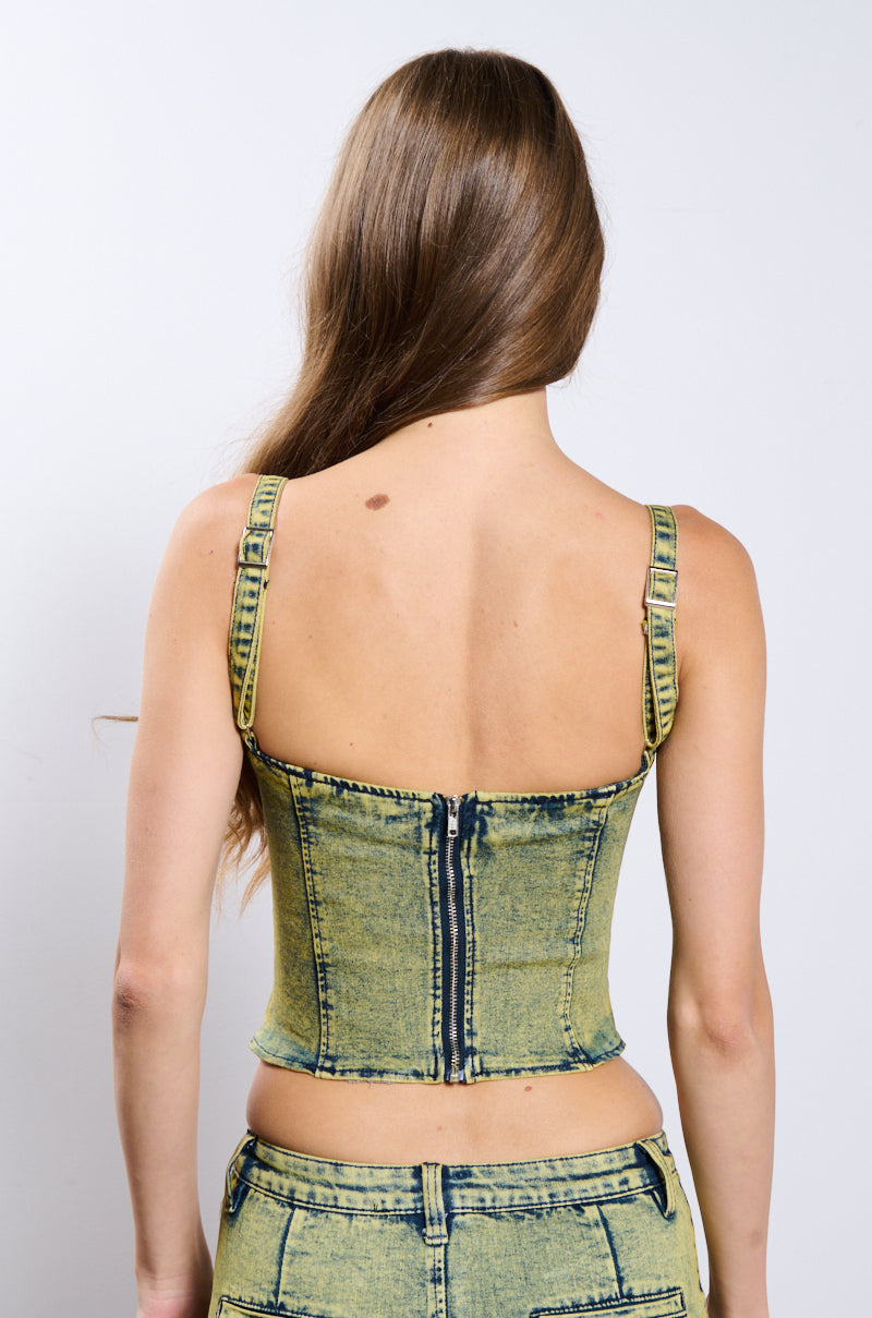 UNDONE DENIM CORSET TOP