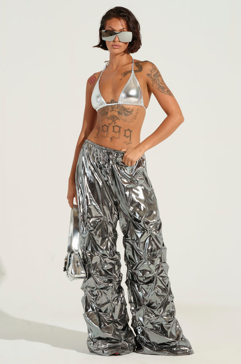 COINCIDENTAL LOVE OVERSIZED METALLIC RUCHED PANT