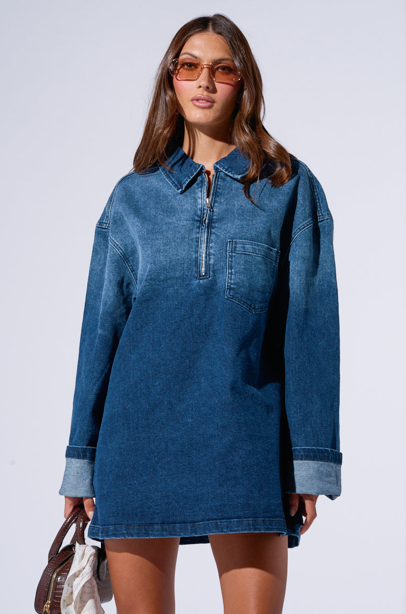 COOL GIRL OVERSIZED DENIM SHIRT DRESS