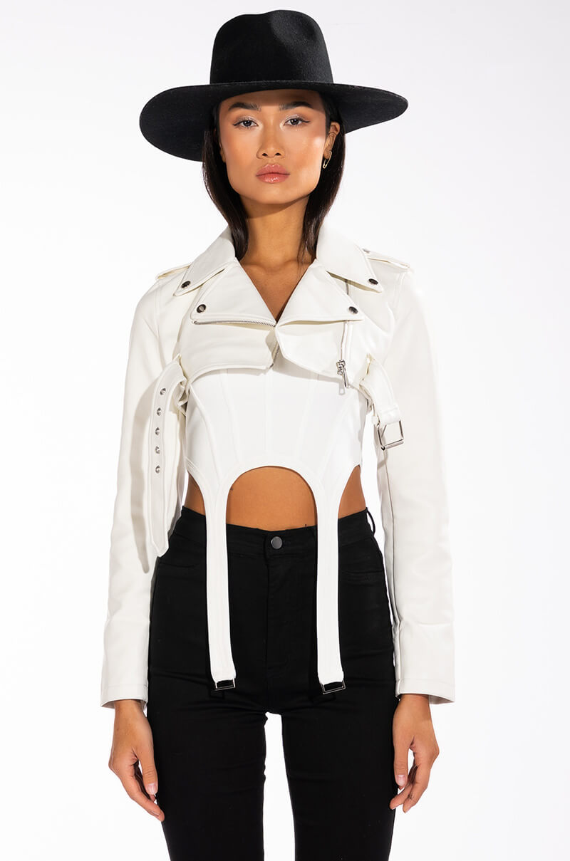 HALF MY HEART ULTRA CROPPED MOTO JACKET