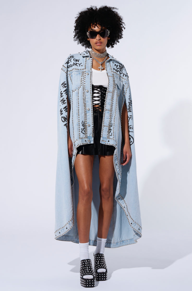 RHYTHM OF THE NIGHT DENIM CAPE