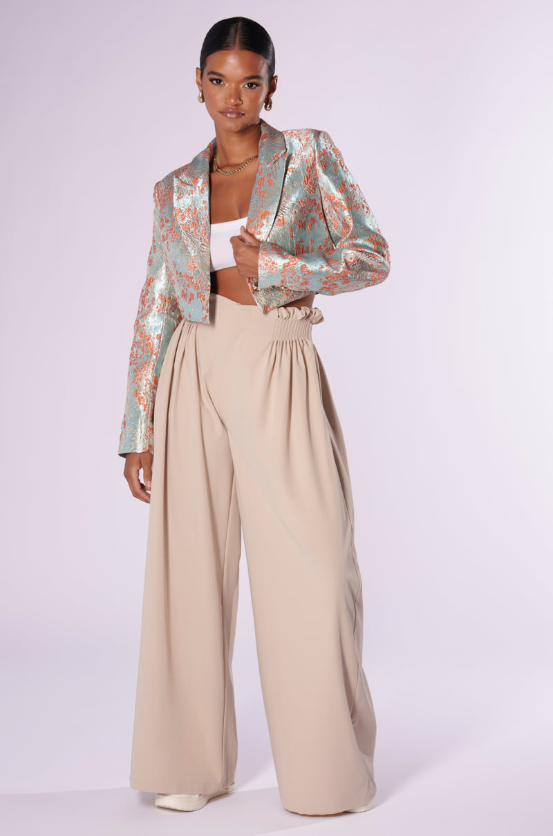 CELIA CROPPED BROCADE BLAZER