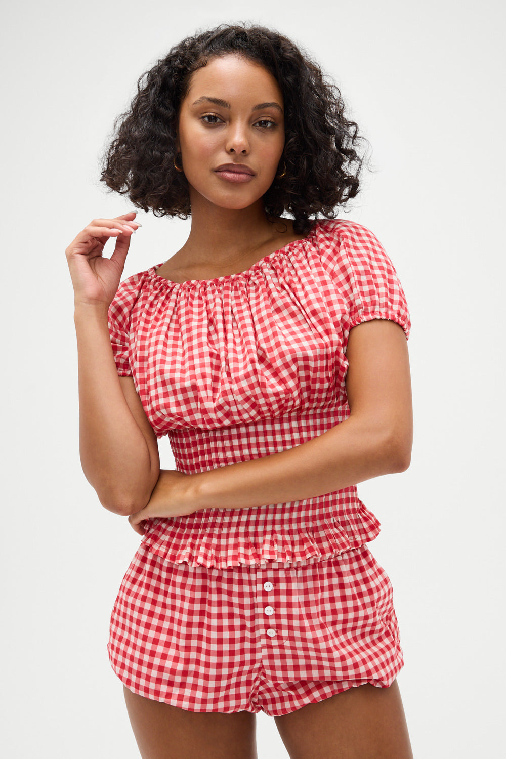 Cider Gingham Blouse  - Cherry Gingham