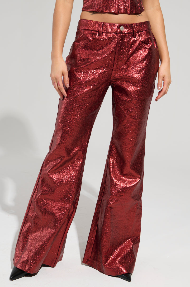 ROCKSTAR CHIC FLARE LEG PANT IN RED