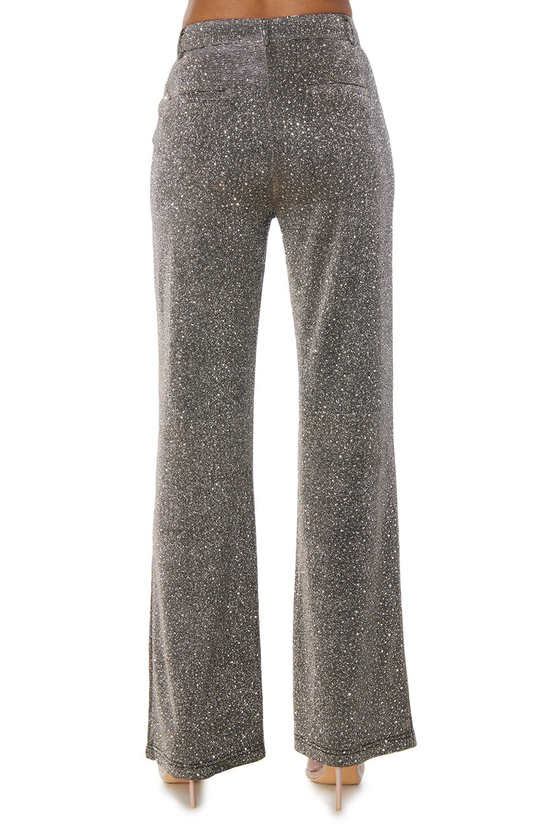 SHOW OFF SEASON EMBELLISHED TROUSER IN CHARCOAL SILVER