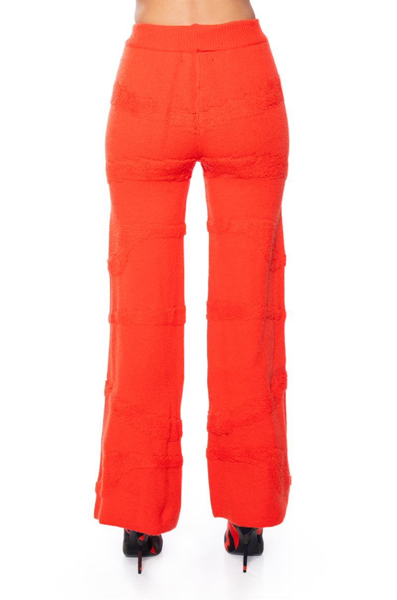 CARISSA COZY KNIT WIDE LEG PANT IN ORANGE