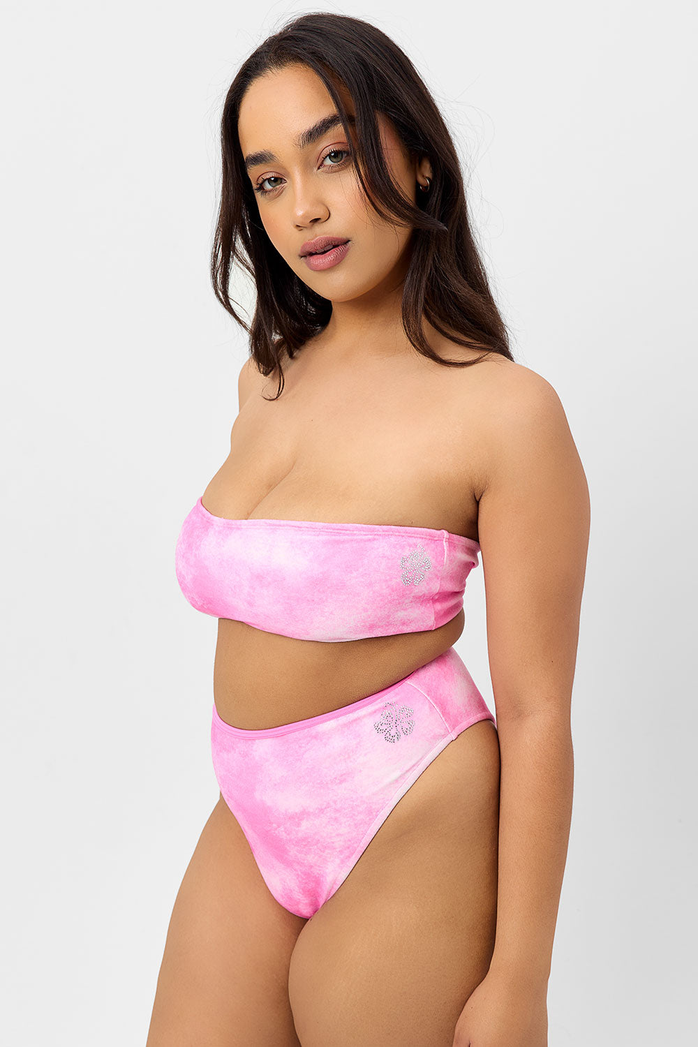 Jean Terry Bandeau Bikini Top - Distorted Pink Dye