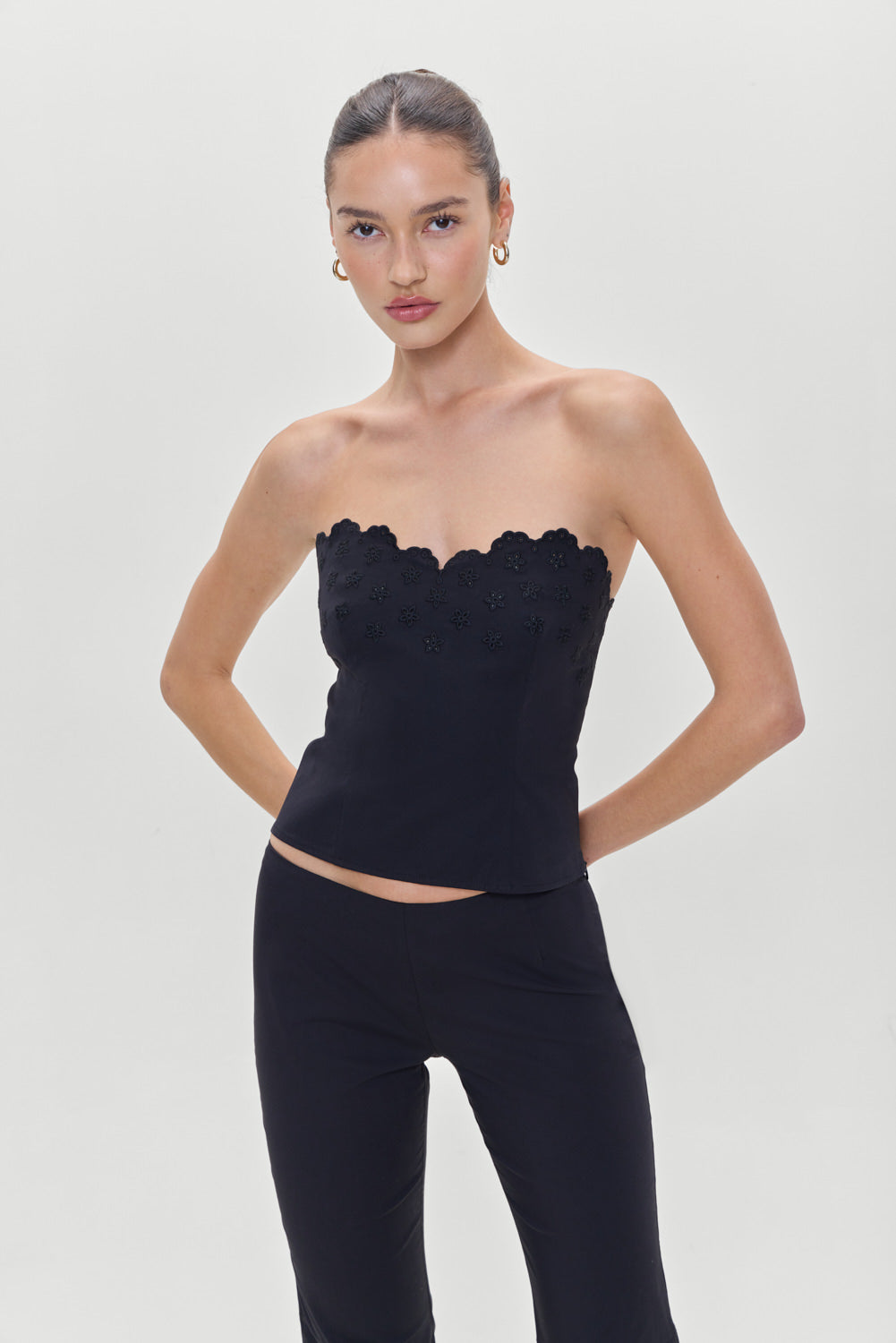 Twilight Embroidered Corset Top - Black