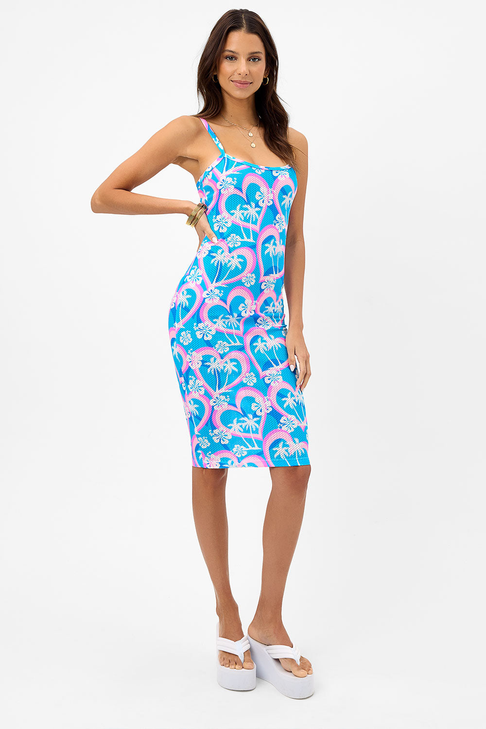 Quinn Mesh Midi Dress - Tropic Love