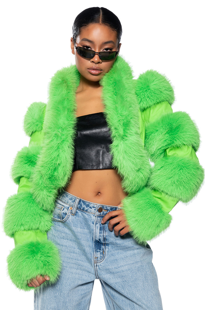 LOVERBOY FAUX FUR MOTO JACKET