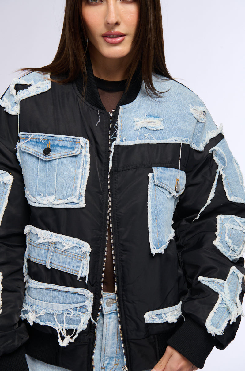 TUMI MIXED MEDIA BOMBER JACKET