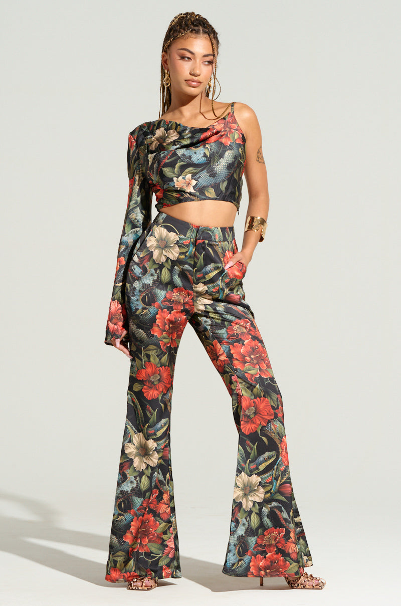 DON'T GET IT TWISTED PRINTED SATIN TROUSER