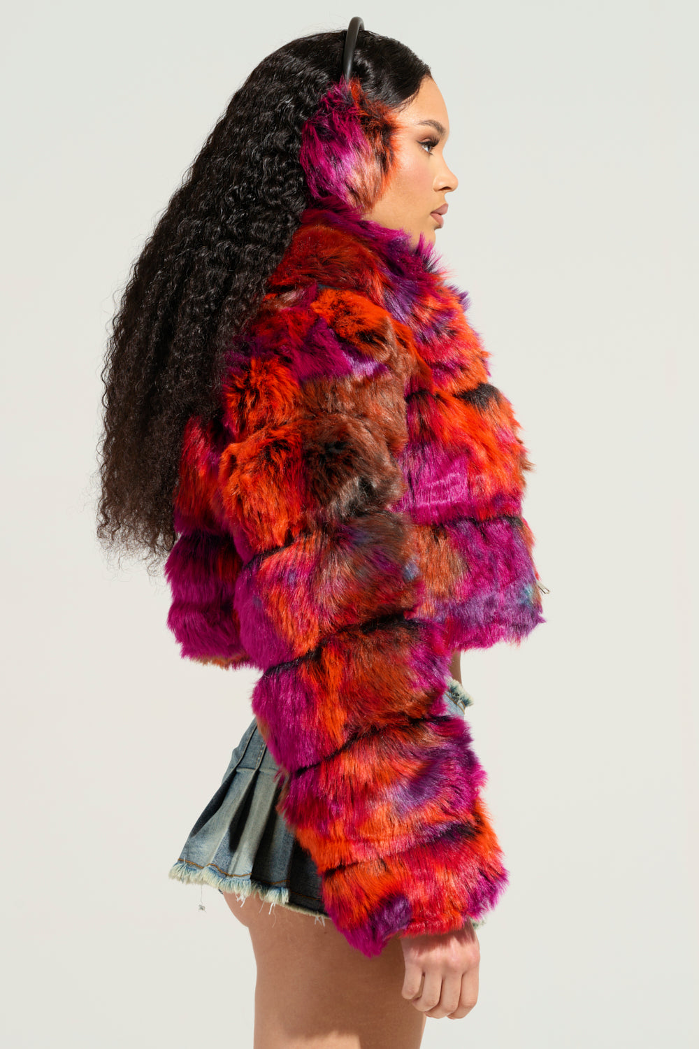 GRACELLE MULTI FAUX FUR CROPPED JACKET