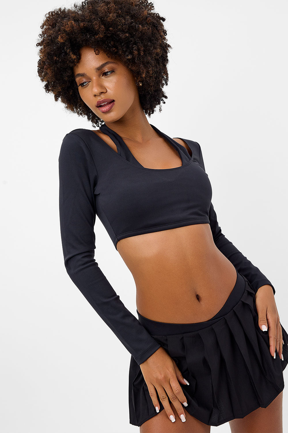 Speedy Long Sleeve Crop Top - Black