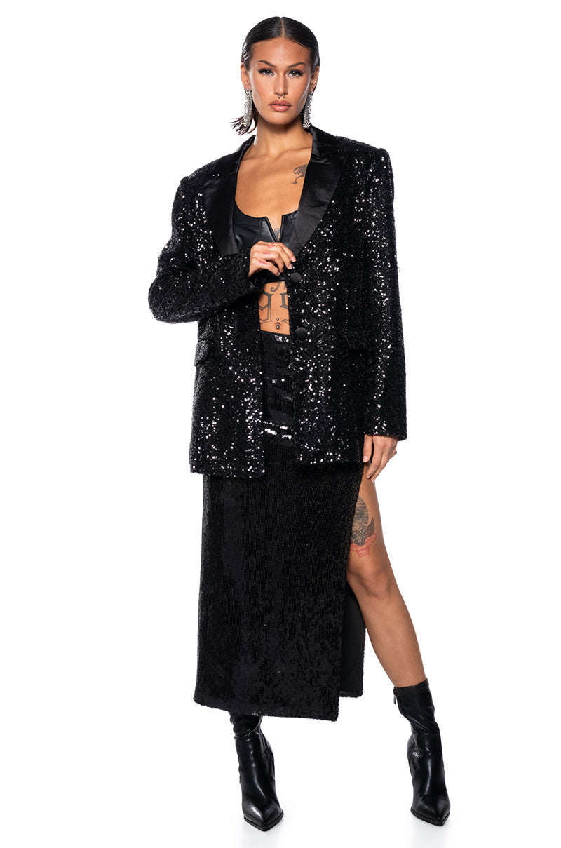 MET GALA BLACK SEQUIN BLAZER