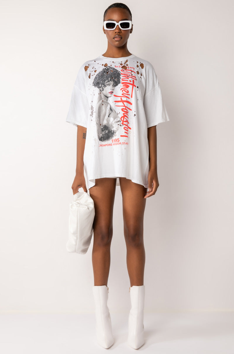 WHITNEY HOUSTON GRAPHIC T SHIRT DRESS