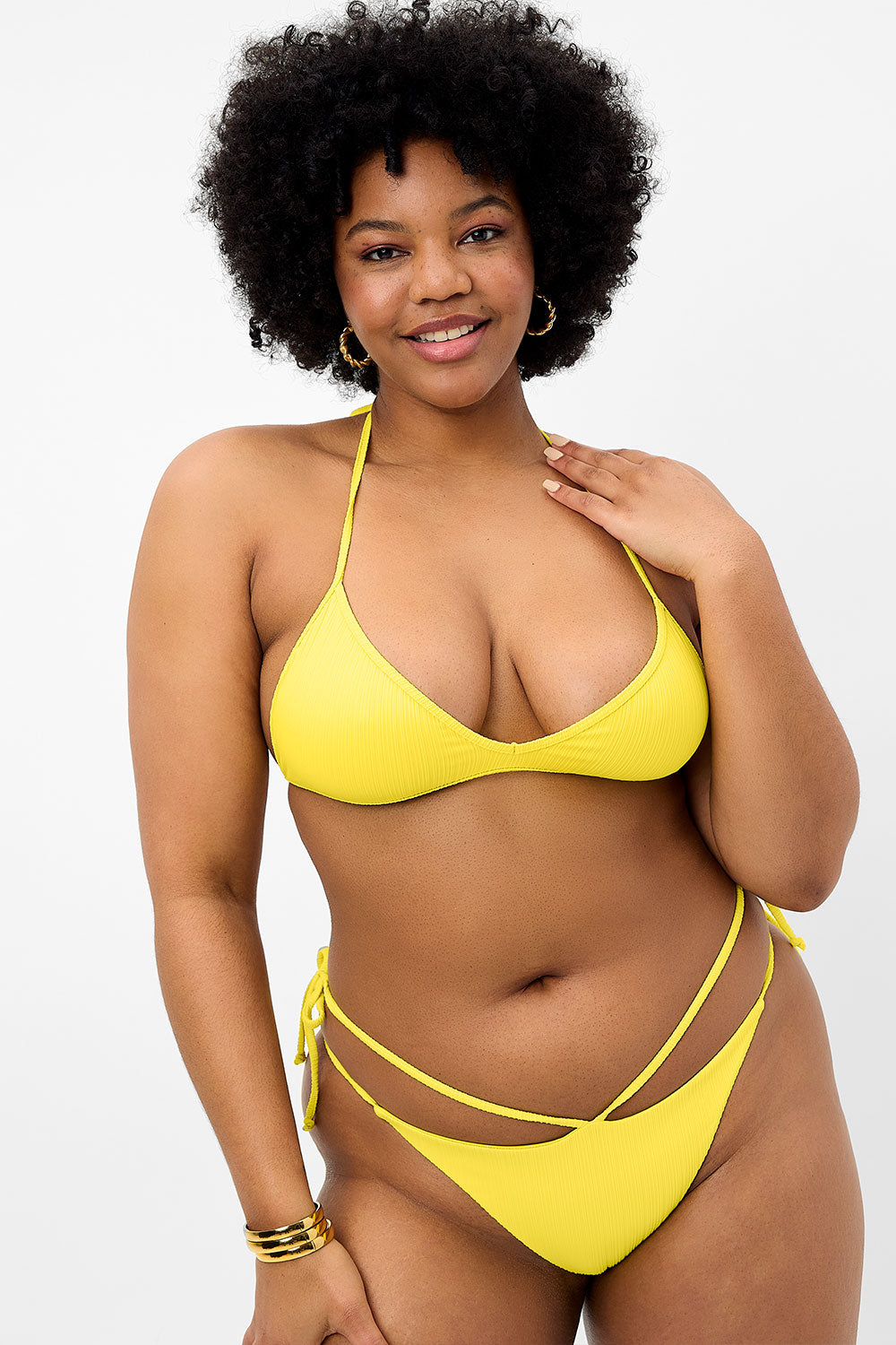 Boardwalk Plissé String Bikini Top - Pina Colada