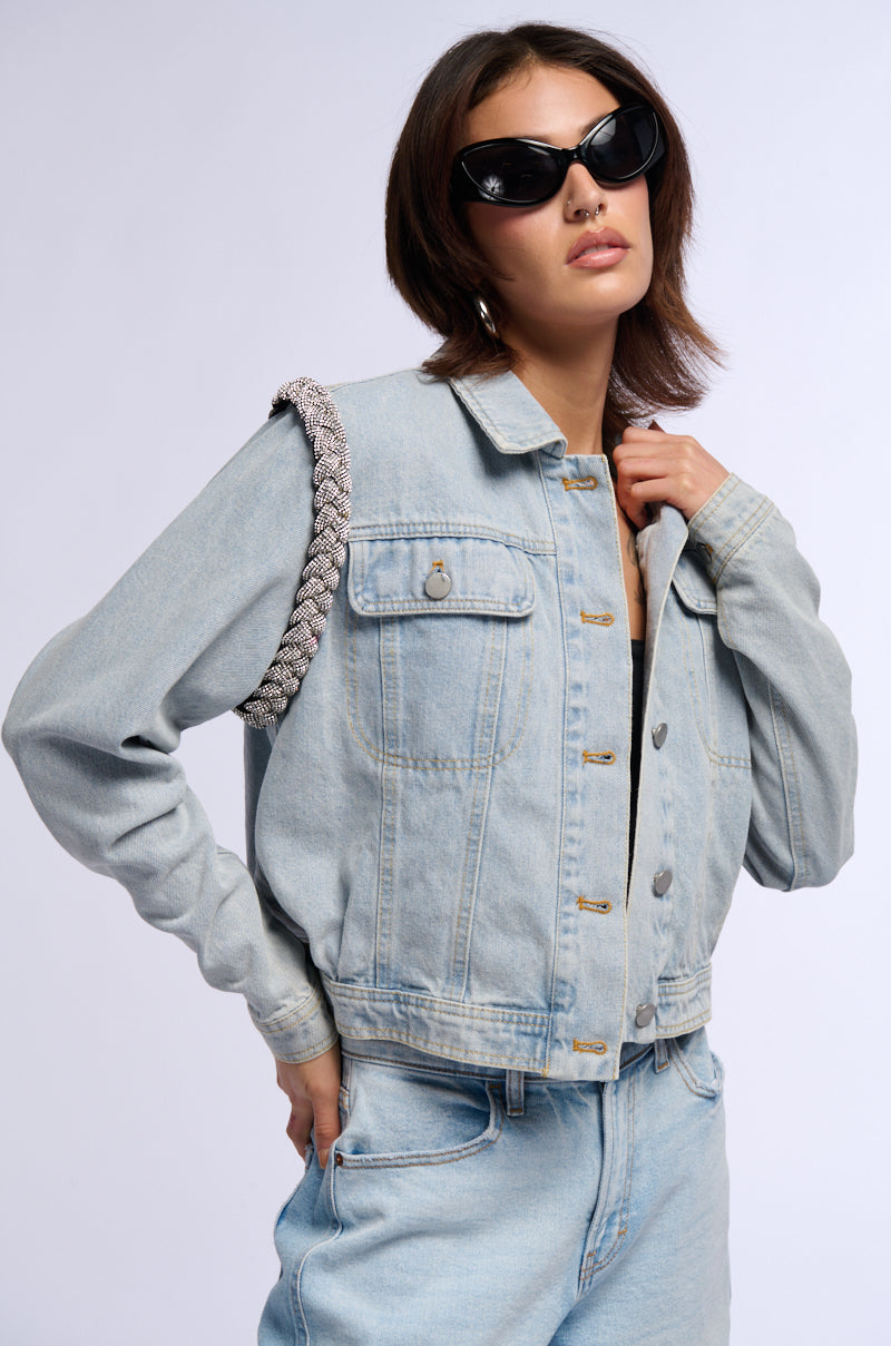 DIAMOND ROPE LIGHT WASH DENIM JACKET