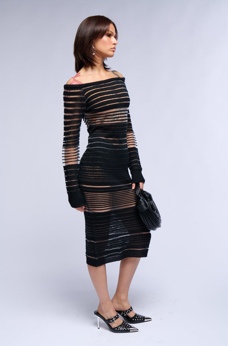 CELENE KNIT STRIPED MIDI DRESS