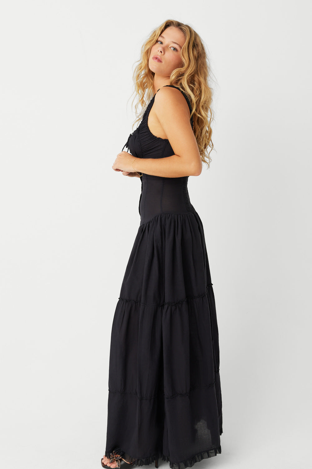 Christabelle Ruffle Maxi Dress - Black