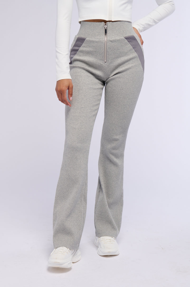 ELEMENT HEATHER GREY ZIP FRONT KNIT PANT