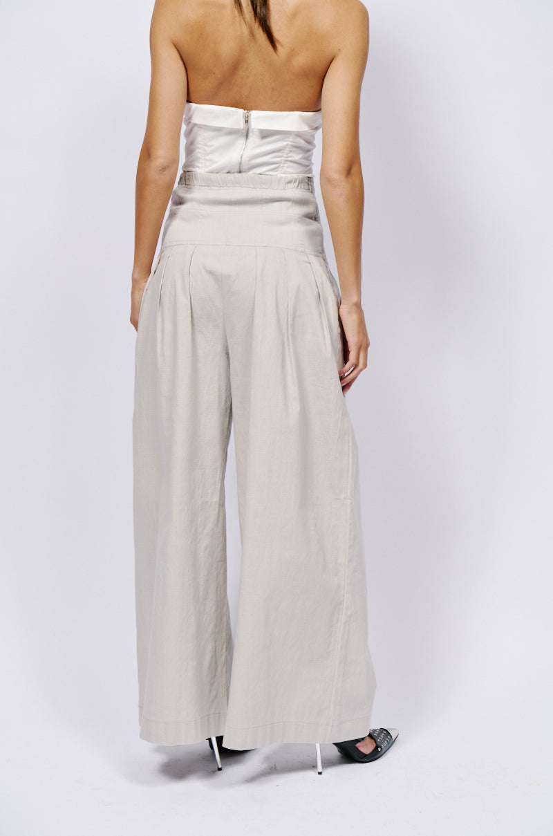 LUNA HIGH WAISTED WIDE LEG LINEN TROUSER