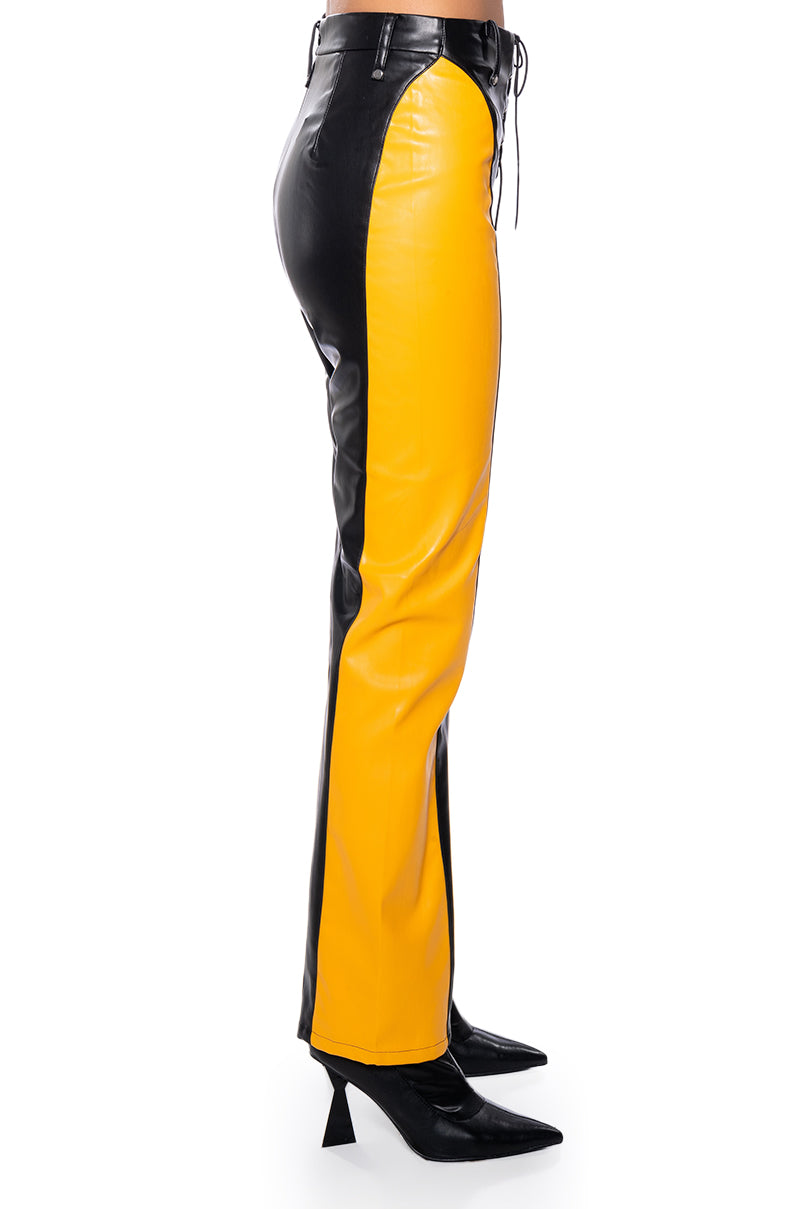 FEMME RACING FAUX LEATHER TIE UP PANT