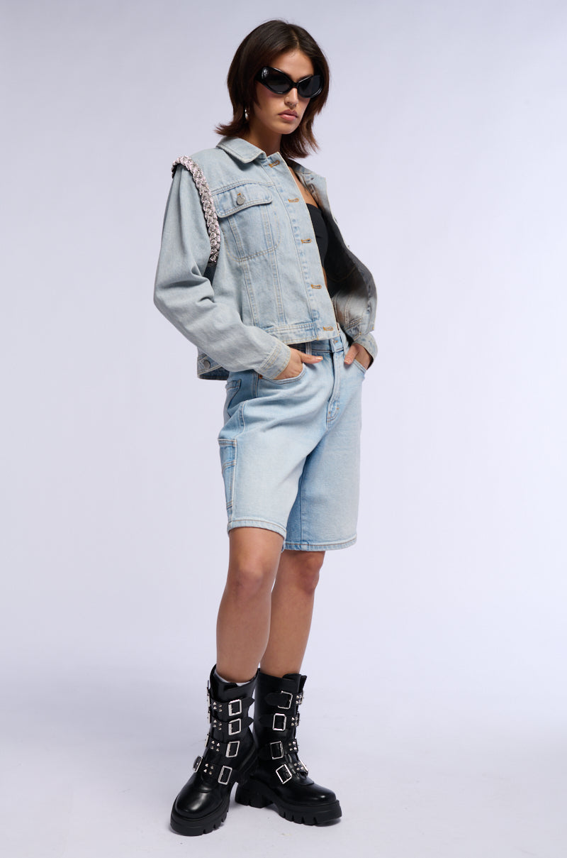 DIAMOND ROPE LIGHT WASH DENIM JACKET