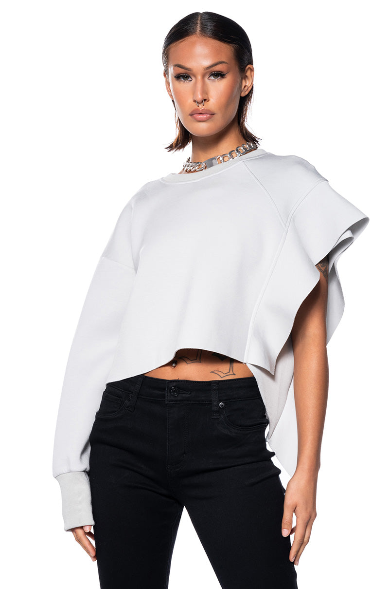 STRAIGHT TO IT SCUBA RUFFLE DETAIL SWEATSHIRT